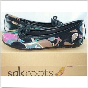 SakRoots Black Rubber Flats Loafers Moccasins